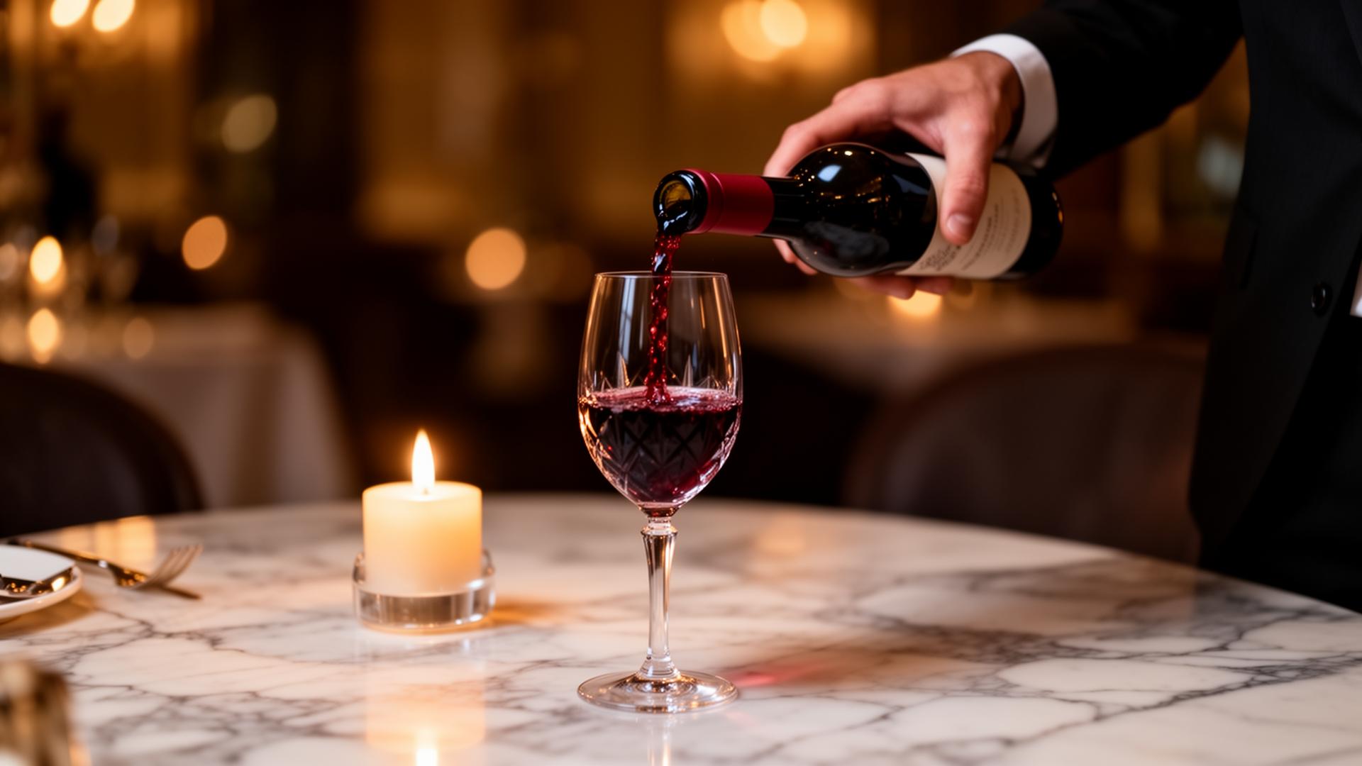 Sommelier pouring wine in a luxury restaurant